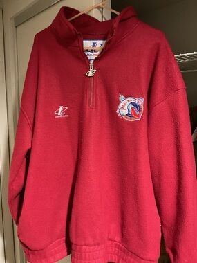 Logo Athletic Red Quarter-Zip Pro Bowl Pullover Sweater